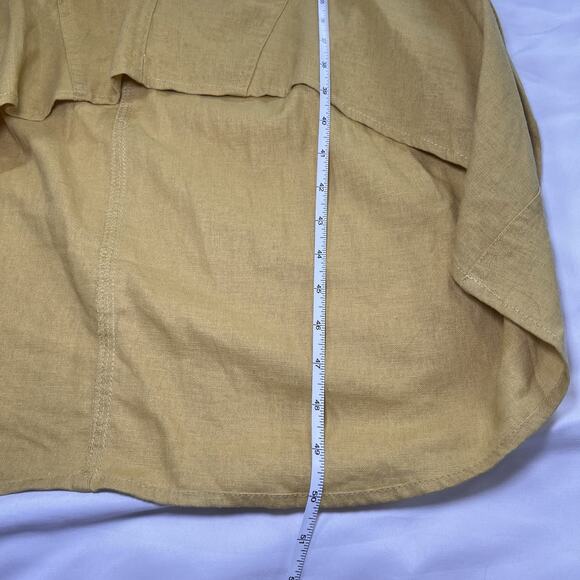 For Cynthia Dress Size L Mustard Yellow Sleeveless Linen Blend Hi-lo Cowl Neck - Picture 4 of 12